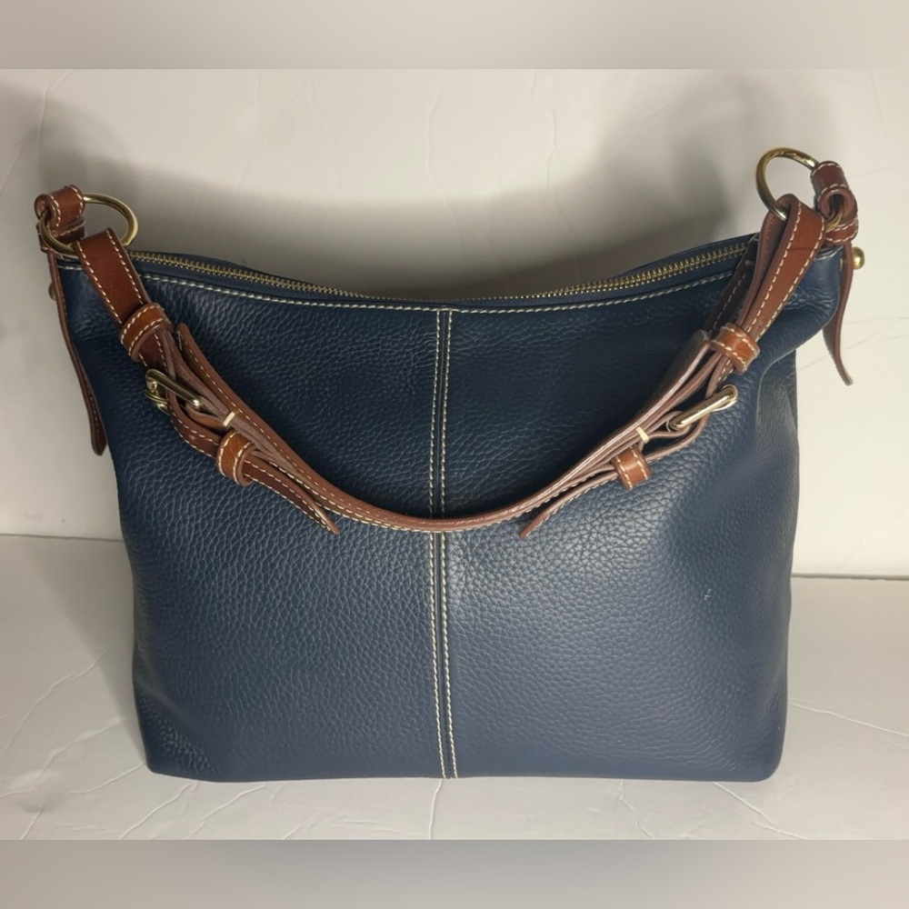 Vintage Dooney & Bourke Marine Blue Mary Pebble Grain Leather Purse with Pouch - Picture 6 of 15